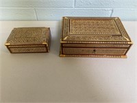 2 Egyptian Hand Made Inlaid Jewelry Boxes