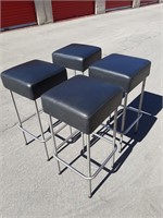 LOT OF 4 MATCHING METAL & LEATHER SEATED BAR STOOL