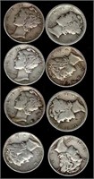 Mercury Silver Dimes (8)