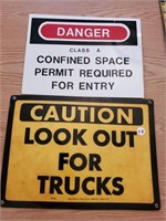 Danger & Look Out for Trucks signs (2)