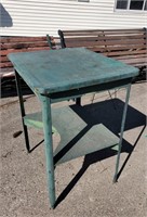 Metal & wood table - painted green