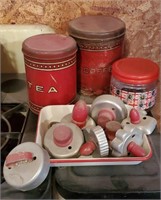 Vintage coffee, tea tins, Daisy canister