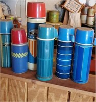 Vintage blue thermos, set of 6
