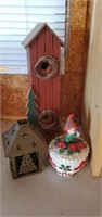 Christmas lot, music box, lantern, birdhouse