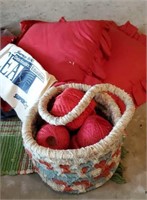 Woven rugs, bags, totes, pillows, thread basket