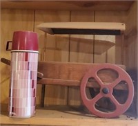 Vintage thermos with farm cart