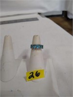 Blue Multi Stone Sterling Ring (Size 6)