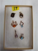 (6) Sterling Pendants with Stone