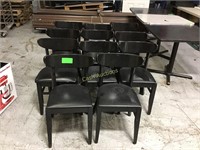 12 Wood Chairs with Vinyl Seats, scrapes