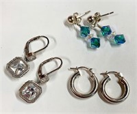 3 Pairs of Sterling Earrings