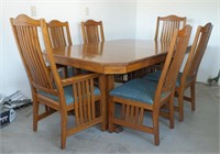 MISSION STYLE DINING TABLE & (6) CHAIRS