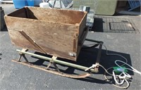 PRIMITIVE SLED W/WOODEN BOX ON TOP