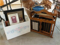 TWO WOODEN MAGAZINE RACKS & PICTURE FRAMES