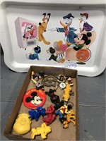 Walt Disney tray, miniatures, Mickey watch, etc