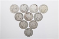 Group of (10) Silver Barber Quarters