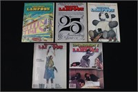(5) 1970’s issues of “National Lampoon” magazines