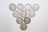 Group of (10) Silver Barber Quarters