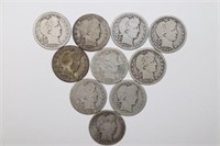 Group of (10) Silver Barber Quarters