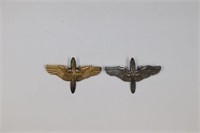 (2) WWII AAF winged prop sterling sweetheart pins