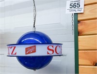 Super cool Schlitz lighted orb 9" x 13" - spins!!!