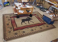 Awesome moose rug 62" x 86" & glass topped...