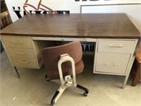 Metal desk with chair