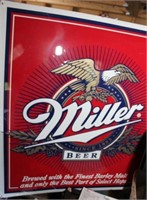 Miller Beer sign, 40" x 36" w
