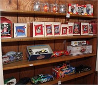 4 shelf lots Nascar & other collectibles