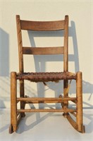 Antique Childs Woven Seat Rocking Chair