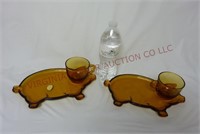 Vintage Pig Shaped Snack Plates & Cups ~ Tiara