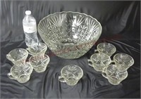 Vintage Glass Punch Bowl & Cups