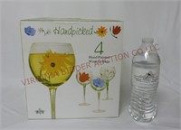 Block Crystal Handpicked Wine Goblets ~ Set of 4