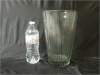Ribbed Glass Vase ~ 10" Tall