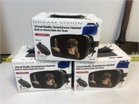 Lot of three dreamvision VR smartphone hesdsets