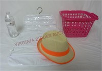 Jewelry Holder, Boys Hat (New) & Pink Basket