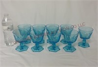 Aqua Blue Glass Goblets / Footed Sherbets ~ Set