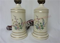 Vintage Botanical Floral Table Lamps ~ Set of 2