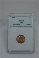 1949 Lincoln Cent MS67 Red