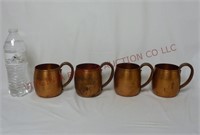 Vintage Westbend Solid Copper Mugs ~ Set of 4