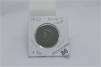 1822 Large Cent - F (nice coin for its age)