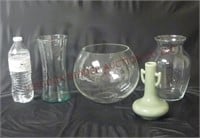 Glass Terrarium Bowl & 3 Vases