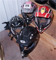 Helmets (4) - 1 is M, 2 are L, 1 is unmarked
