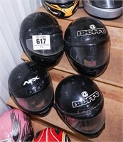 Helmets (4) - 1 is M, 1 is S, 1 is XL & 1 unmarked