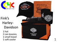 Soft cooler with hat, towel, and 2 koozies