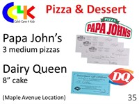 1 free 8" ice cream cake & 3 med. 1-topping pizzas