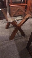 Cross Frame Wooden Base with Glass Top