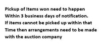 pickup within 3 business days of notification