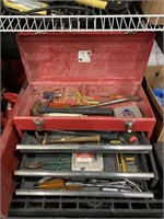 metal tool box 3 drawers and cover with tools