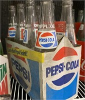 Older Pepsi Cola Bottles in Cardboard Carrying Cse