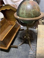 vintage globe with wood stand (2 pcs stand/globe)